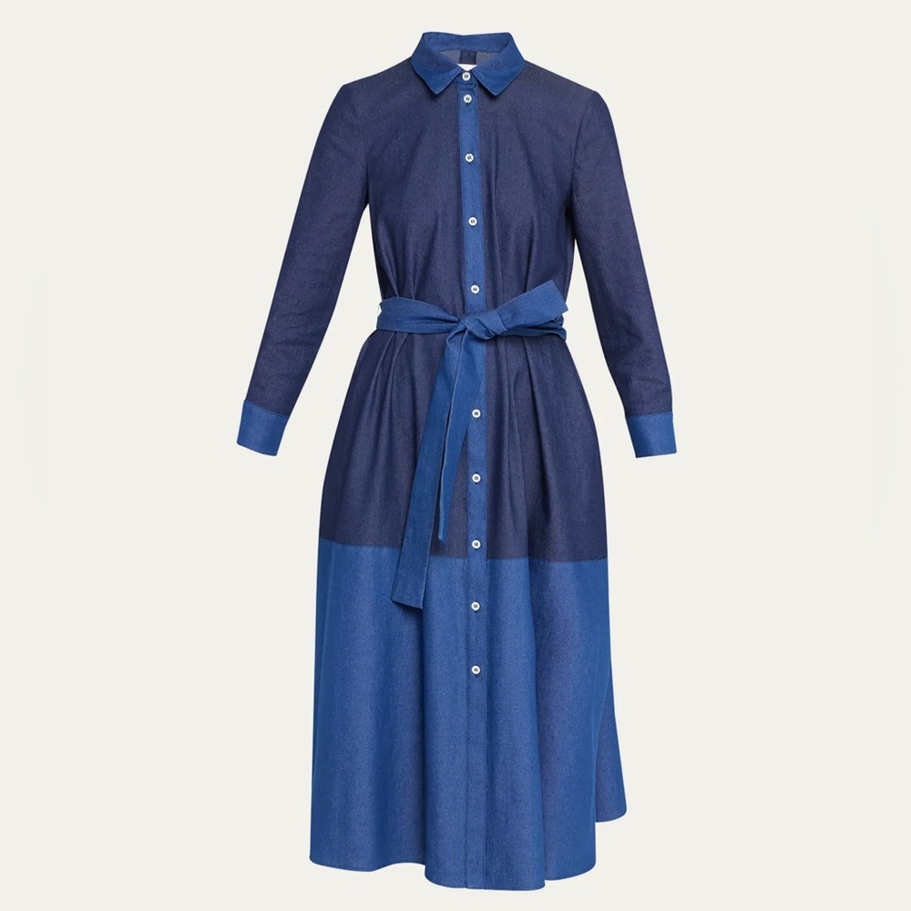 Carolina Herrera Seamed Denim Button Down Shirtdress |Size 14| ASO Meghan Markle